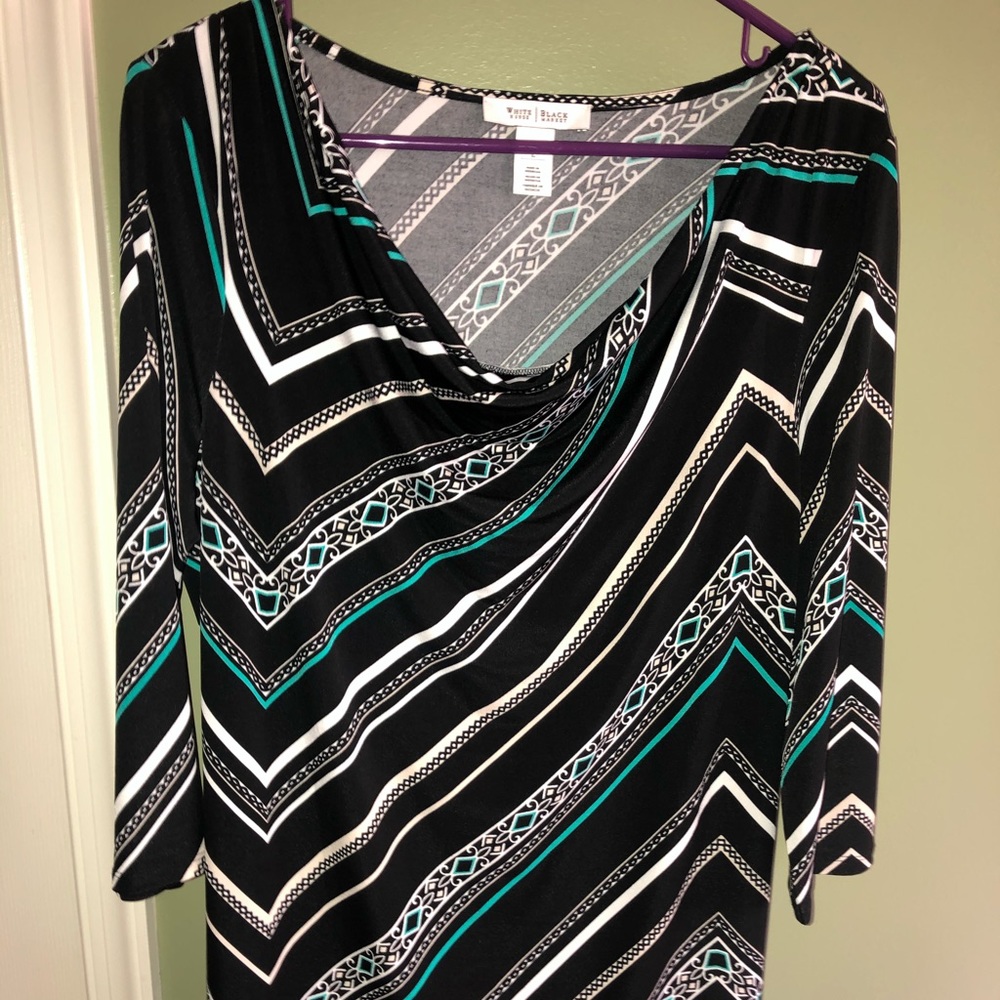 WHBM Black Printed Dress/Tunic Large